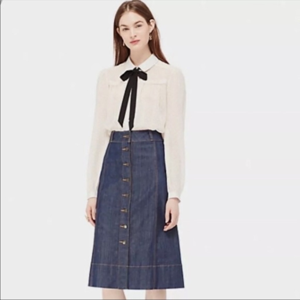 Kate Spade Broome Street Denim Button Midi Skirt